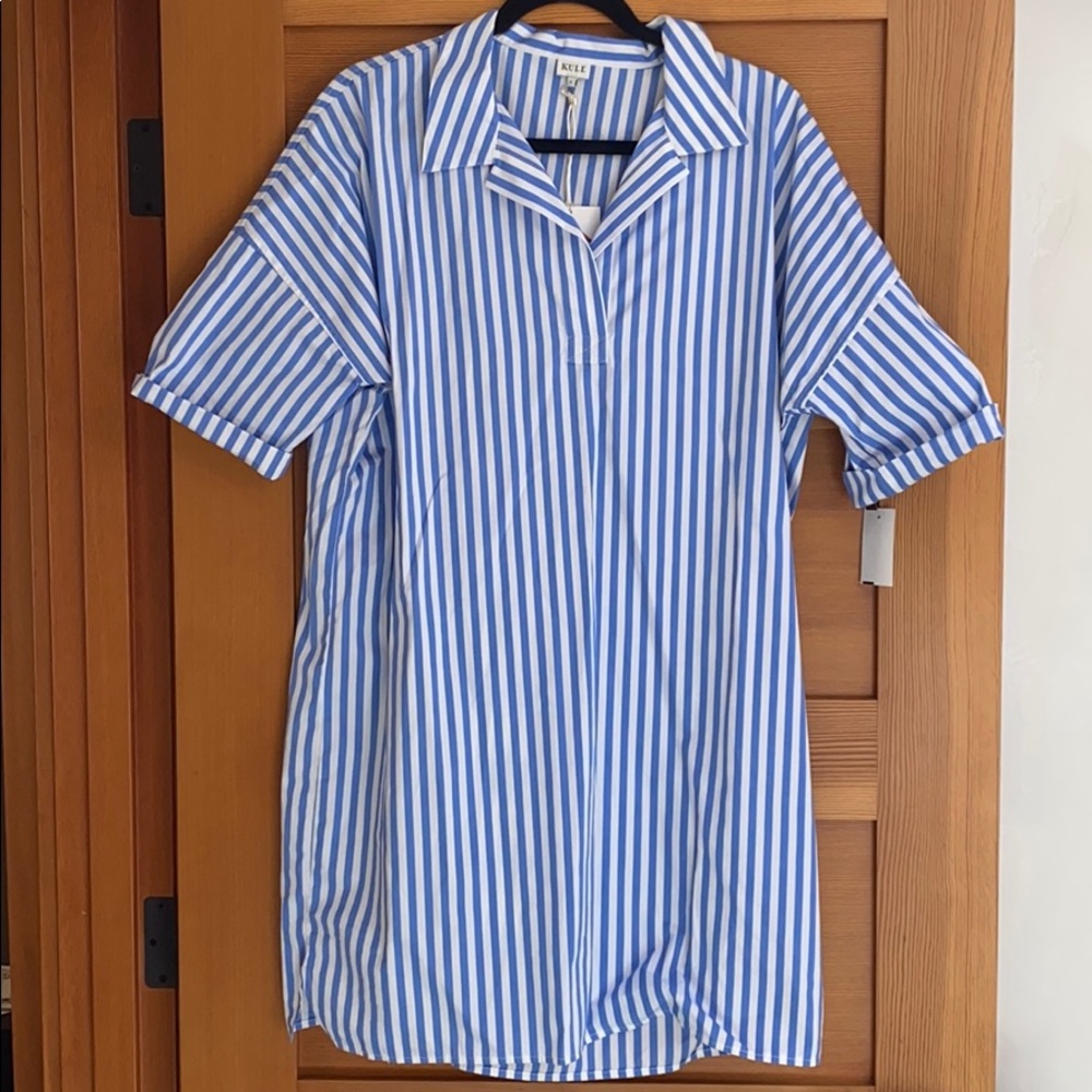 White and blue stripped day dress